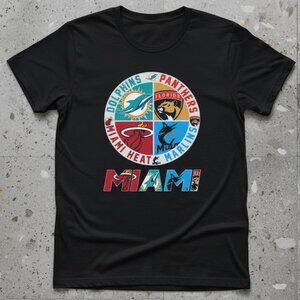 Miami Sports Teams Graphic Tee – Dolphins Panthers Heat Marlins Fan Shirt